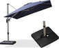 PURPLE LEAF Patio Umbrella with Base Included, 9ft Outdoor Aluminum Cantilever Umbrella with 360° Rotation, Aluminum Large Offset Umbrella for Outdoor Garden Pool, Navy Blue