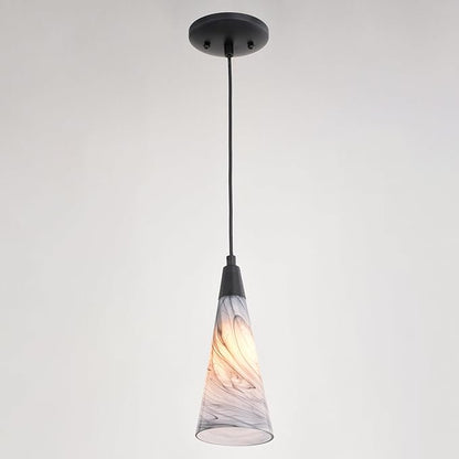VAXCEL Milano LED Compatible Matte Black Transitional Mini Pendant Ceiling Light Multi Color Art Glass