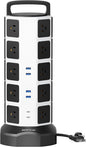 Power Strip Tower Surge Protector, 20 Outlets 6 USB (2 USB C) Charging Station, Extension Cord with Multiple Outlets, 1050J 1625W/13A Outlet Extender 6.5ft Extension Cord for Home Office