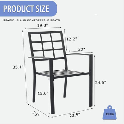 Outdoor Dining Chairs Set of 2, Metal Frame Stackable Patio Dining Chairs with Armrest, Wrought Iron Patio Bistro Chairs for Lawn, Backyard, Garden, Porch