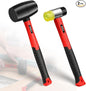 SHALL 2-Piece Rubber Mallet Hammer Set, 16oz Rubber Hammer Mallet & 40mm Double-Faced Soft Mallet, Shockproof Fiberglass Handle with Cushion Grip, Damage-Free to Flooring, Tile, Crafts and Wood Work