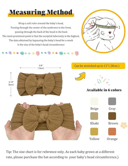 Rust Baby Headbands Bows, Brown Nylon Headband Bow for Baby Girls Infant Head Wraps Newborn Toddler Unisex Gifts(03H-05)