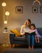 Lightdot LED Floor Lamp Dimmable Gold Globe Floor Lamps with Shelf& Bulb Included Mid Century Modern Standing Lamp for Bedroom Living Room/Sofa Beside/Corner Decor -Candle Holder Style Soft Eye-Caring