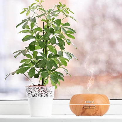 Aromatherapy Essential Oil Diffuser & Humidifier – Shallow 500ml Water Tank, 7 LED Lights & Whisper-Quiet Wood Grain Design – Ultrasonic Cool Mist Diffuser for Home, Bedroom, Spa, Yoga