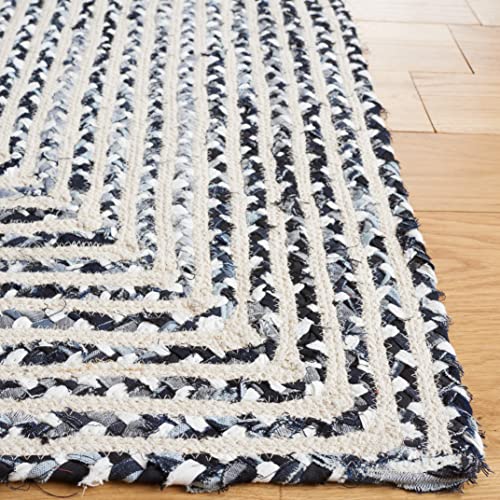 SAFAVIEH Braided Collection Area Rug - 5' x 8', Black & Navy, Handmade Farmhouse Cotton, Ideal for High Traffic Areas in Living Room, Bedroom (BRD260N) - color: Black/Navy, size: 5' x 8' (Rectangular)