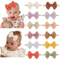 Baby Girl Linen Hair Bow Nylon Headband 12PCS, Soild Color Bow Hair Band, Handmade Head Accessories for Infant Newborn Toddlers Kids