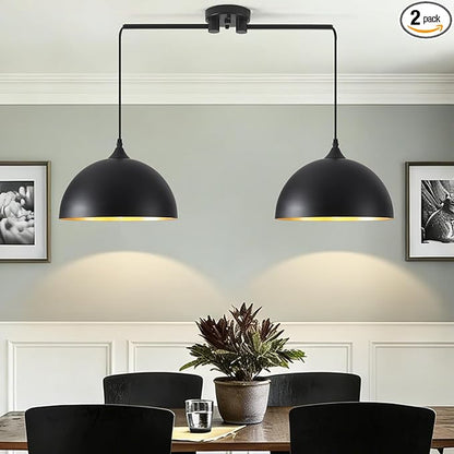 Black Pendant Lights Kitchen Island 2-Light, Black Dome Pendant Light, Kitchen Island Lighting, Dining Room Light Fixture, Island Pendant Lights for Kitchen, Dining Room, Bar, Cafe