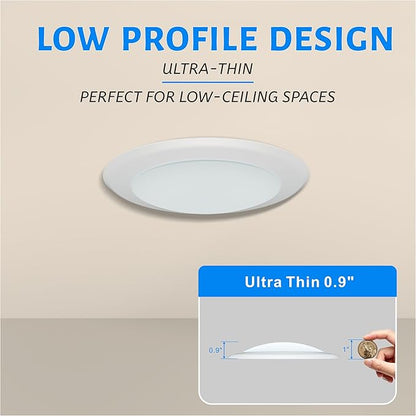 ECOELER 5/6 Inch LED Disc Lights, Dimmable Flush Mount Ceiling Downlight, 16.5W, 1000Lm, 5CCT Selectable(2700K-6000K), Surface Mount Ceiling Lighting for Closet, Office, Garage, ETL, 24 Pack