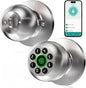 Fingerprint Door Lock, Smart Fingerprint Door Knob with Keypad, Biometric Door Lock with App Control, Auto Lock Door Lock with Code, Keyless Door Knob with Lock for Bedroom, Home-Burnished Silver