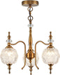 Vintage Pendant Light Fixtures, 3-Light Chandeliers for Kitchen Antique Gold Glass Pendant Lighting Matte Brushed Brass Finish with Crystal Glass Shade for Farmhouse Hotel Kitchen Island