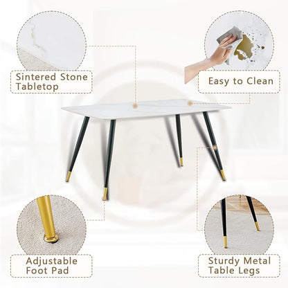 Dining Room Table Set for 6, Dining Table Set for 6 with Chairs, Sintered Stone Dining Set for 6, Easy to Assemble