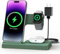 Wireless Charger Stand Charging Station: 3 in 1 Charger Multiple Devices for Apple iPhone 17 16e 16 15 14 Pro Max 13 12 11 for Watch 11 10 9 8 7 6 5 4 3 2 SE and Ultra & Airpods Series, Dark Green