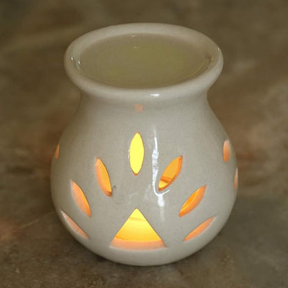 Ceramic Essential Oil Burner Wax Melt Burners |Aromatherapy| Ceramic Oil Diffuser| Candle Tealight Holder (Set of 1) Home Bedroom Decor Christmas Housewarming Gift, White
