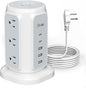 BESFAN Power Strip Tower, 1625W Surge Protector with 9AC Outlets 5 USB Ports, 6.5 FT Extension Cord Charging Tower for Multiple Devices, for Office Supplies, Dorm Room Essentials for Girls, Guys