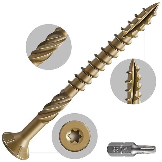 #10 * 2-1/4" Deck Screws, (180pcs) 2 lbs.Exterior Wood Screws, Rust Resistant epoxy Coated, Bronze, T25 Star Bit