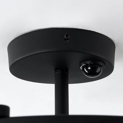 Motion Sensor Ceiling Light Indoor Industrial 4 Light Semi Flush Mout Ceiling Light Fixture Black Overhead Light for Entryway Hallway Closet Porch Front Farmhouse