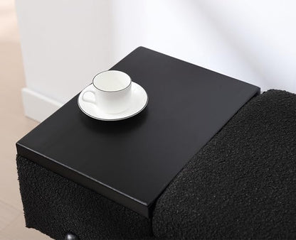 Modern Entryway Storage Bench, Upholstered Shoe Ottoman Bench, Sherpa Flip-Top End of Bed Bench with Wood Shelf/Coffee Table for Living Room/Bedroom/Hallway/Under Window,46.5 Inches,Black Fur