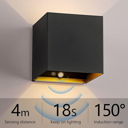 Motion Sensor Wall Light Indoor, 6000mAh Battery Operated Wall Sconce, Rechargeable Cordless Wall Lamp, LED Energy Saving Night Light for Hallway Stairway Porch, Black