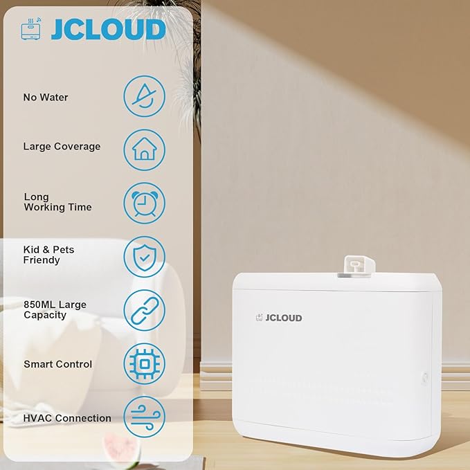JCLOUD Smart Scent Air Machine for Home, Hotel Scent Diffuser with Cold Air Tech 850ML, HVAC Scent Diffuser Cover Up to 4500 Sq. Ft, Upgraded Waterless Oil Diffuser for Home, Hotel, Office, Spa