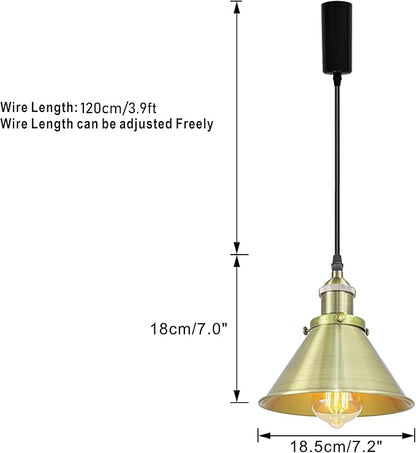 3-Pack Adjusted Wire Length H-Type Track Hanging Light 3.9 Ft Black Cord E26 Base Green Bronze Metal Pendant Light Fixture,Industrial Style Lamp for Loft Aisle Bedroom(No Bulb,No Track)
