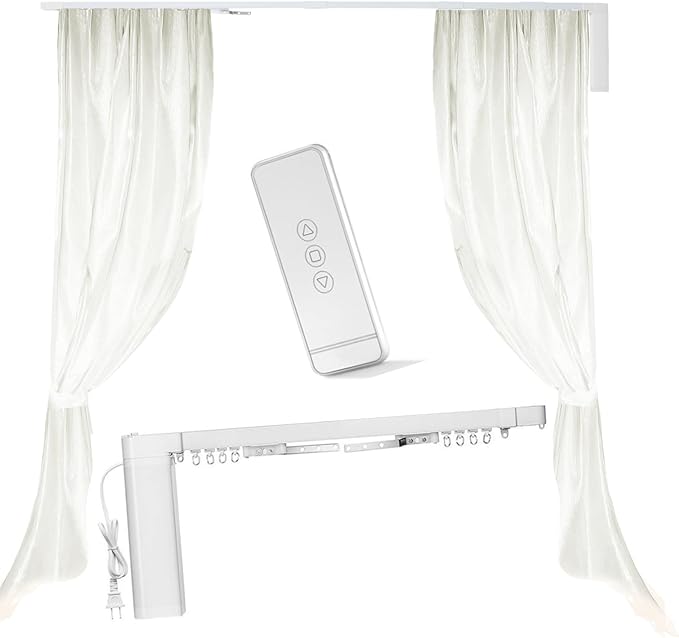 Electric Curtain Track, Retractable Motorized Curtains Rod For 2.2-3.2m/7-10.5ft, Automatic Curtain Opener w/Smart/Manual Control, Smart Curtains System for I-Rrail and U-Rail (For7-10.5ft)