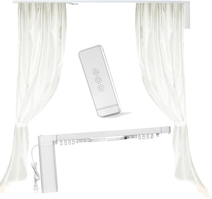 Electric Curtain Track, Retractable Motorized Curtains Rod For 2.2-3.2m/7-10.5ft, Automatic Curtain Opener w/Smart/Manual Control, Smart Curtains System for I-Rrail and U-Rail (For7-10.5ft)
