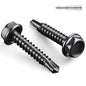 #8 x 1-1/4 Inch Self Drilling Screws, (306pcs) 2 lbs Black Self Tapping Screws for Metal, 410 Stainless Steel Hex Washer Head Sheet Metal Screw