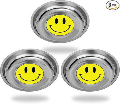 Magnetic Parts Tray 3 Pack, 6" Round Magnetic Parts Bowl, Stainless Steel,for Screw Socket Pin Tools Nuts Bolts Ferruginous Metal Accessories