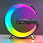 Wireless Charger Atmosphere Lamp, 2026 New Intelligent LED Table Lamp, Bluetooth Speaker, Dimmable Night Light Bedside Lamp Alarm Clock with Music Sync, App Control for Bedroom Home Decor Gift (Black)