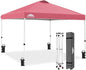 EAGLE PEAK Pop Up Canopy Tent with Wheeled Carry Bag, 8 Stakes, 4 Ropes, 4 Weight Bags, Easy Set Up Tent Canopy, 10x10 ft, 100sqft of Shade, Peach Pink