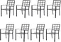 Outdoor Dining Chairs Set of 8, Metal Frame Stackable Patio Dining Chairs with Armrest, Wrought Iron Patio Bistro Chairs for Lawn, Backyard, Garden, Porch