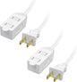POWERCORDS [ETL Certified] 2-Pack 16 AWG 2 Prong Extension Cord, 13A 3-Outlet Indoor Extension Cord with Tamper Guard, 13 Amp, 1625 Watts, White, Available Lengths 3FT, 6FT, 10FT, 15FT (6 Feet)