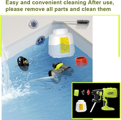 Paint Sprayer Compatible with Roybi 18V Lithium Battery, Cordless Paint Sprayer HVLP Spray Gun with Copper Nozzle, 200W Power Easy to Clean for Home Interior,Exterior, Renovation(Tool Only)