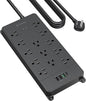 TROND Surge Protector Power Strip, 10ft Heavy Duty Extension Cord with 32W USB C & QC 3.0 Charger, 4000J, ETL Listed, 13 Wide Spaced Outlets, Flat Plug, Wall Mount for Home Office Supplies, Black