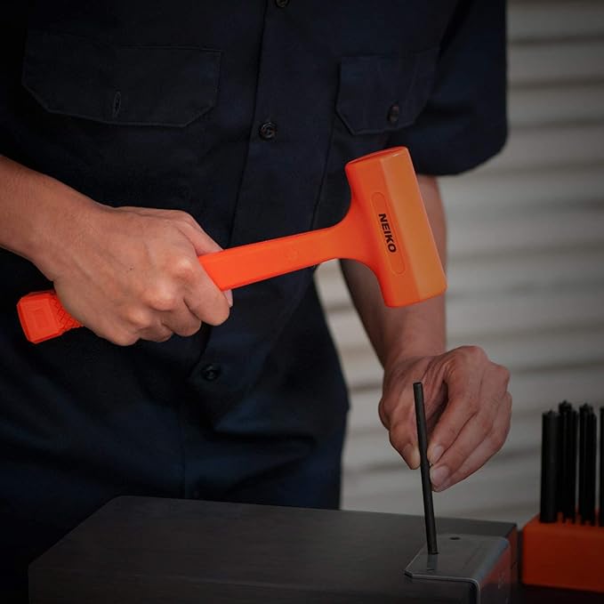 NEIKO 02847A 2 LB Dead Blow Hammer, Neon Orange | Unibody Molded | Checkered Grip | Spark and Rebound Resistant