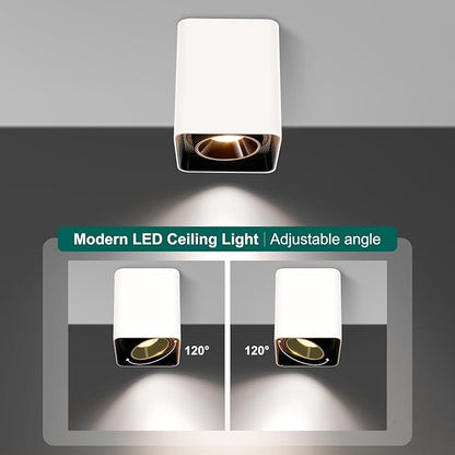 OKELI White Modern LED Dimmable Ceiling Light Fixtures for Hallway Kitchen Entryway, 20W 1300LM 2700K-6000K Flush Mount Close to Lighting, Cuboidal Ceiling-Lamps 3pack