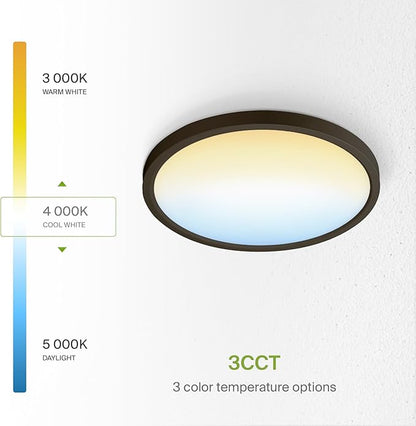 ASD LED 9" Round Flush Mount Light | 18W 1460LM 3000-5000K 120V | 3CCT, Dimmable, Ultra Slim, ETL Listed | Thin Surface Lamp, Bedroom Ceiling Lighting | Bronze, 6 Pack