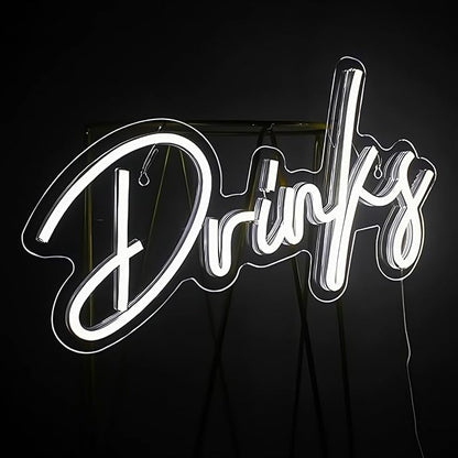 Drinky LED Neon Signs for Wall Decor Neon Wall Art Acrylic LED Lights with Hanging Chain Light Up for Bedroom Decor Graduation Bar Pub Wedding Party 5V USB Powered Dimmable