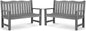 Stoog Outdoor Bench, Waterproof Garden Benches Set of 2, Never Rot or Fade, Used for Garden, Porch, Backyard and Deck, Grey