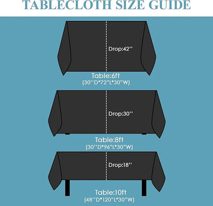 VidaFete Table Cloth 10 Pack 90 * 156inch Rectangle Tablecloth Polyester, Stain Wrinkle Resistant Polyester Dining Table Cover for Kitchen Dinning Party Wedding Rectangular Tabletop Decoration(Black)