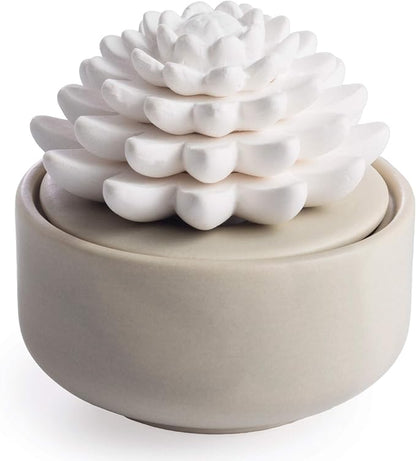 Airomé White Succulent, Porcelain Passive Essential Oil Diffuser (with 15ml Peppermint Essential Oil) – Non-Electric, Battery-Free, Improves Sleep, and Relieves Stress