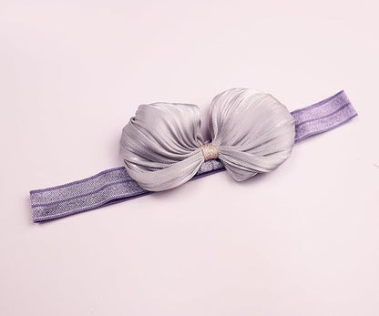 3pcs Baby Girl Bows Headband Chiffon Flower Hairband for Newborn Infant Toddler Soft Elastic Hair Bow Accessories for Baby Birthday Party (Purple, Standard size)