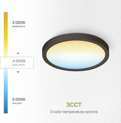 ASD LED 7" Round Flush Mount Light | 15W 1220LM 3000-5000K 120V | 3CCT, Dimmable, Ultra Slim, ETL Listed | Thin Surface Lamp, Bedroom Ceiling Lighting | Bronze, 6 Pack