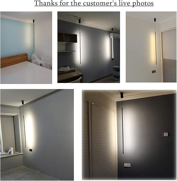 Modern Chandelier Geometry Line Strip Hanging Light, Led Chandelier, Living Room TV Wall Decor LED Pendant Lamps, Ceiling Lights Fixtures for Kitchen, Bedroom, Study Room(White Lig