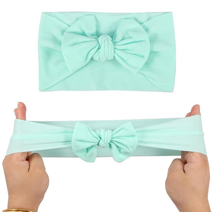 31 PCS Baby Girl Hair Bows, Super Stretchy Soft Nylon Baby Bows Headbands Set, for Newborn Infant Toddler 0-6 6-12 Months, Elastic Bow Hair Accessories Multi-Color, Shower Gift