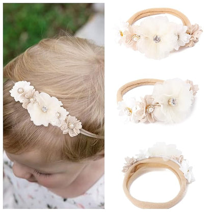 6pcs Baby Headbands Nweborn Flower Hair Bows for Girls-Infant Elastic Hair Band Bows Wraps Baby Headband Hair Accessories Gifts for Toddles
