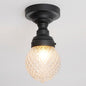 Schoolhouse Semi Flush Mount Ceiling Light,Black Close to Ceiling Light Fixtures with Hand-Blown Glass Shade Modern Hallway Ceiling Lamp for Laundry Entryway Kitchen Bathroom E26