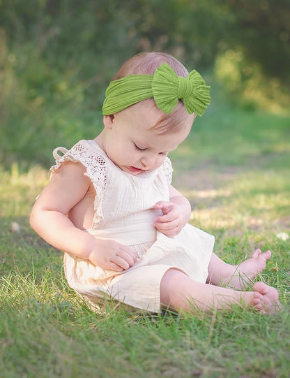Pink Baby Headbands with Bows, White Headband Bow for Baby Girls Infant Head Wraps Newborn Bonnet Toddler Unisex Gifts(03H-07)