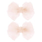 4-Inch Organza Double Hair Bows Alligator Clips 2PCS Nude Colors Mesh Ribbon Tulle Decorative Hair Bow Barrettes New Year Party Dress Accessory for Toddler Girls Children Teens