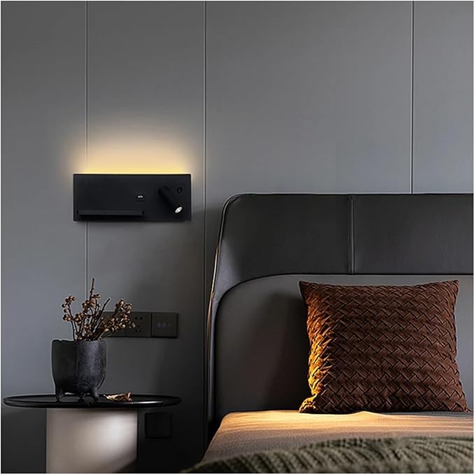 Wireless Charging Column Modern Minimalist Style LED Tone Wall Light Black White Luxury Home Decor Appliances Bedroom Nightstand,Modern